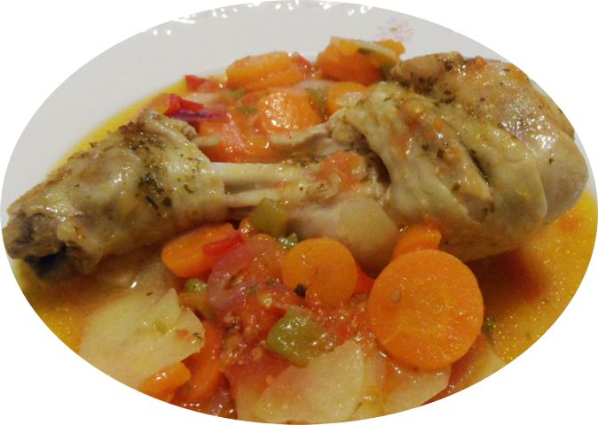 Pollo con verduras al microondas